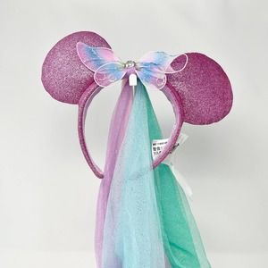Disney Parks Minnie Mouse Ear Fairy Wings Butterfly Headband W/ Veil Retired